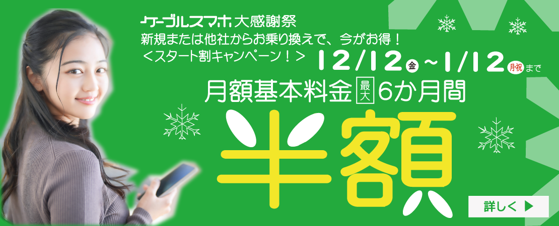 ケーブルスマホ月額基本料1GB　990円（税込）